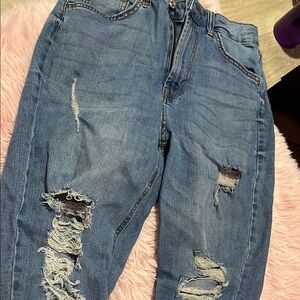 Women's Distressed Blue Jeans